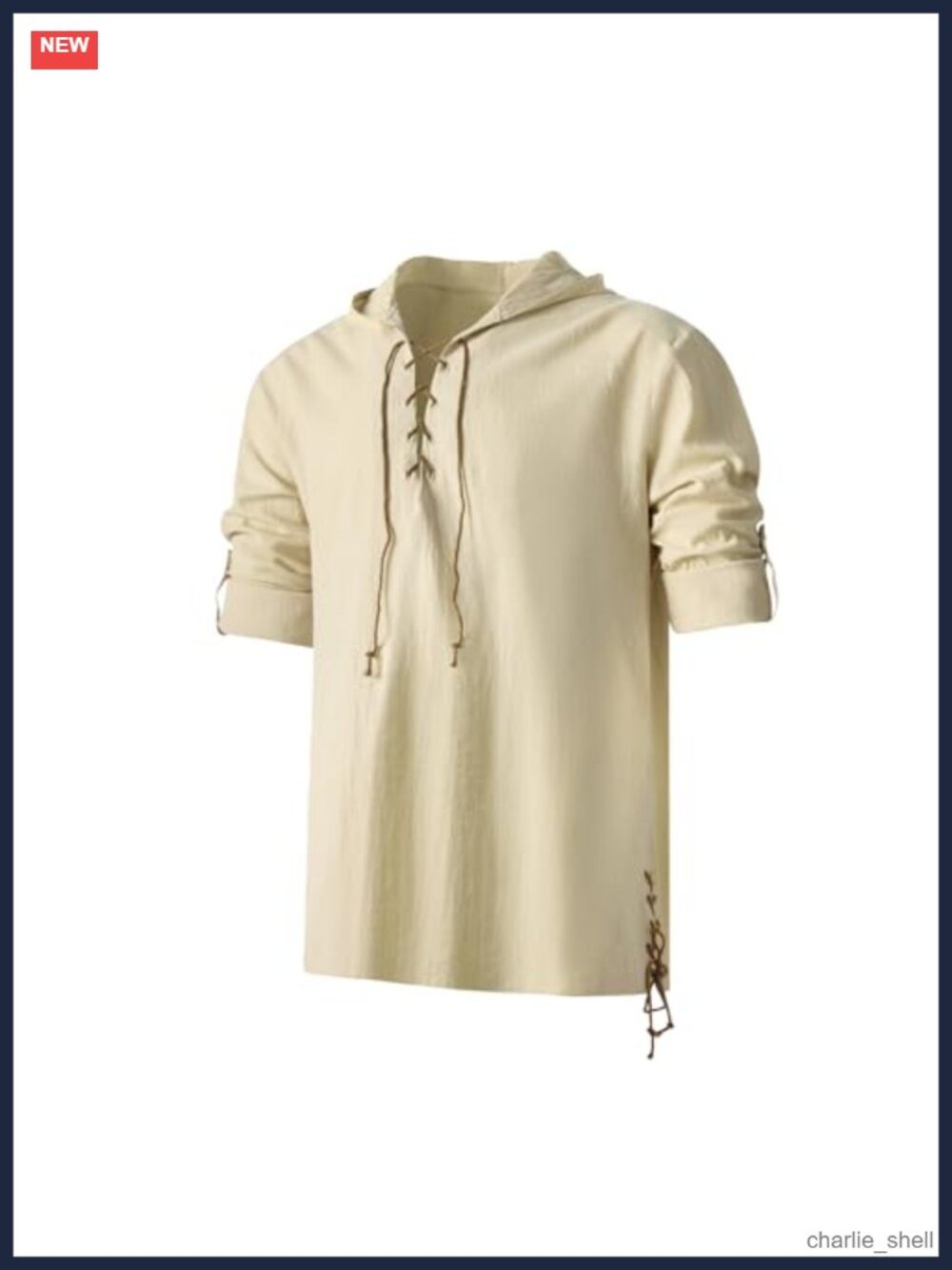 100% Cotton Hooded Medieval Tunic Shirt Men Renaissance Pirate Cosplay